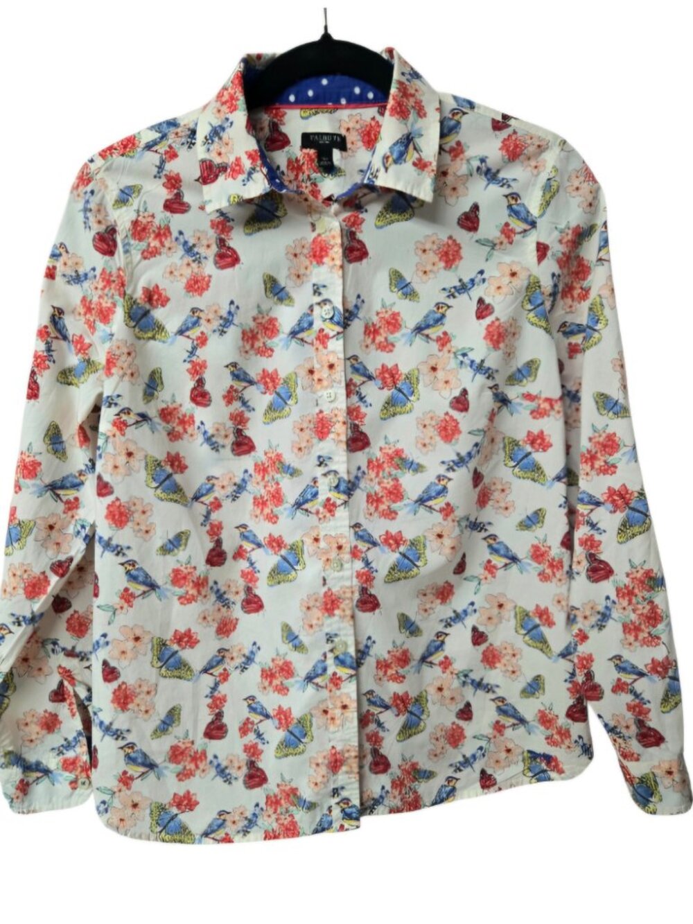 Talbots Top Cottagecore Birds Butterflies Floral Button Front Whimsigoth Chic